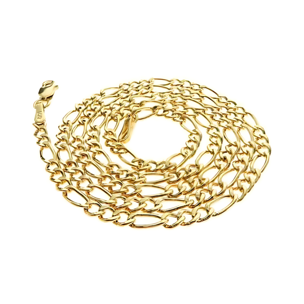 14k Yellow Gold Hollow Figaro Link Chain