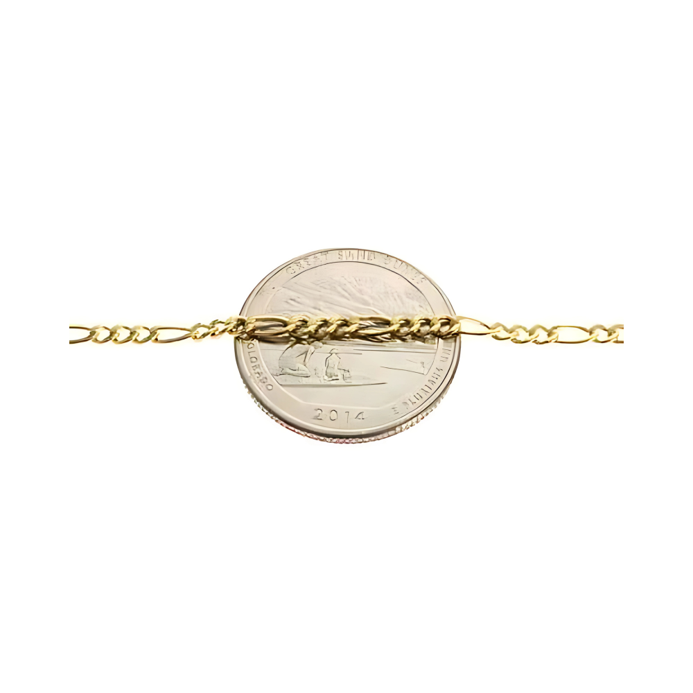 14k Yellow Gold Hollow Figaro Link Chain