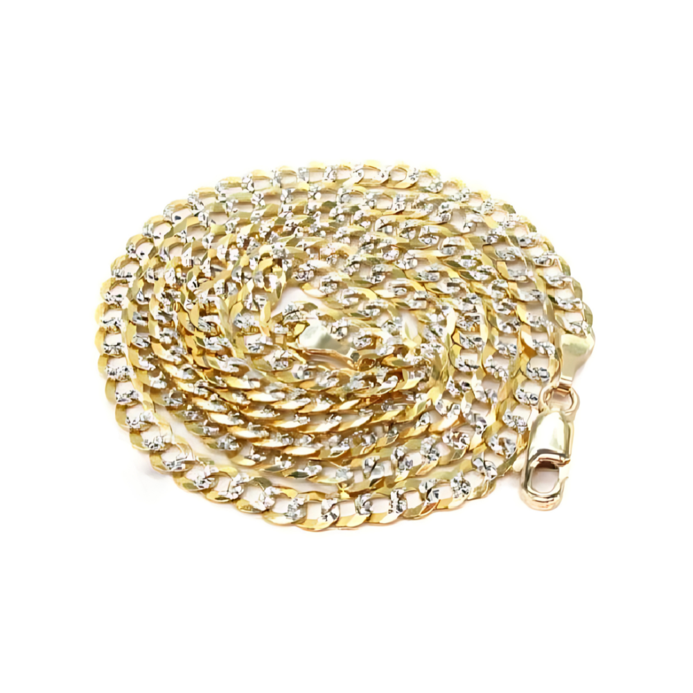 10k Yellow Gold Solid Curb Diamond Cut Link Chain