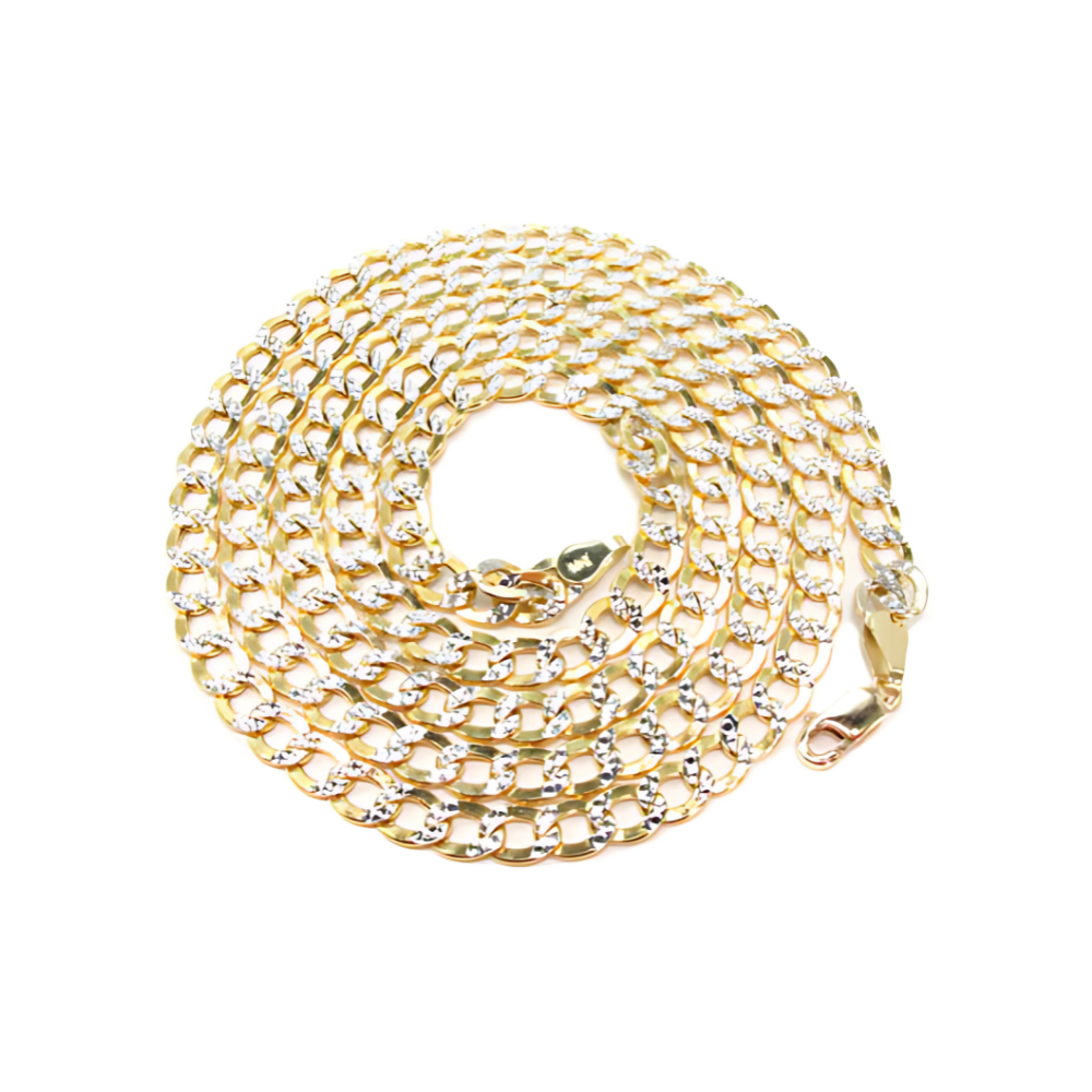 10k Yellow Gold Diamond Cut Solid Curb Link Chain