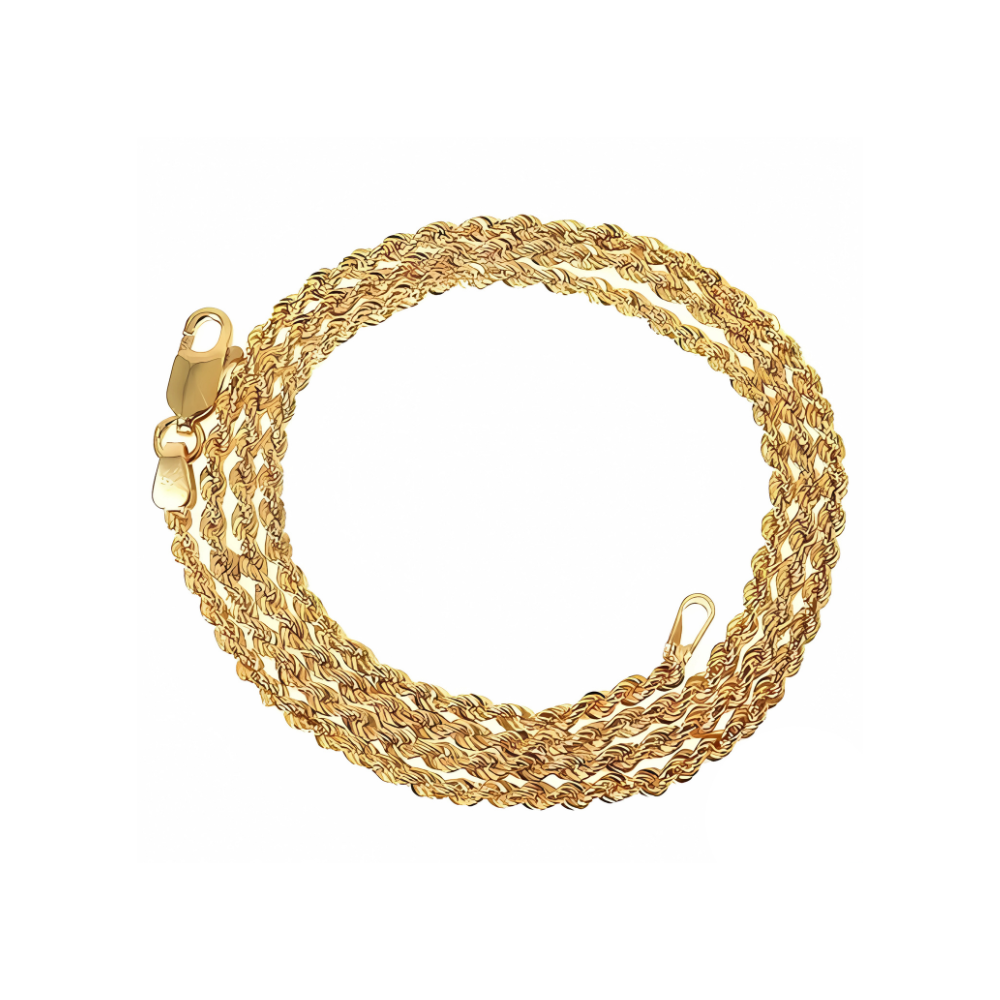14k Yellow Gold Hollow Rope Necklace