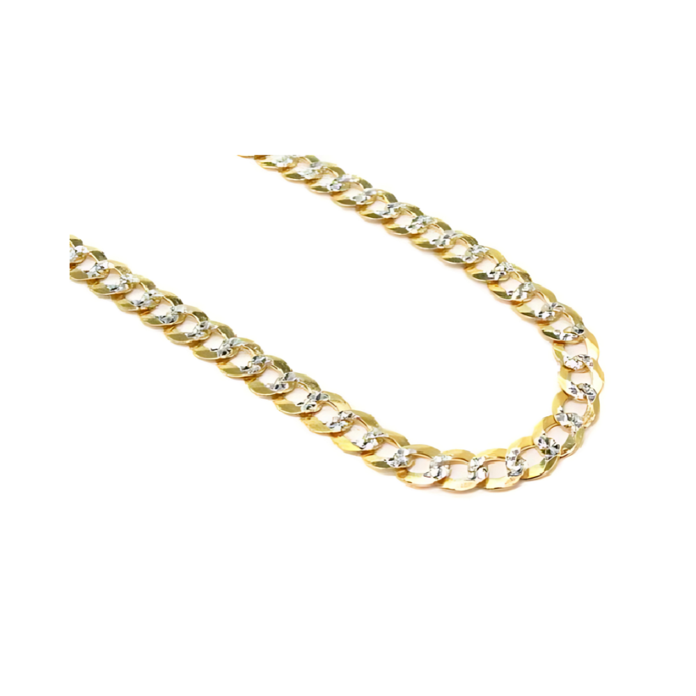 10k Yellow Gold Solid Curb Diamond Cut Link Chain