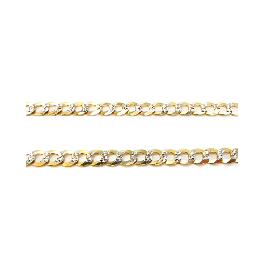 10k Yellow Gold Solid Curb Diamond Cut Link Chain