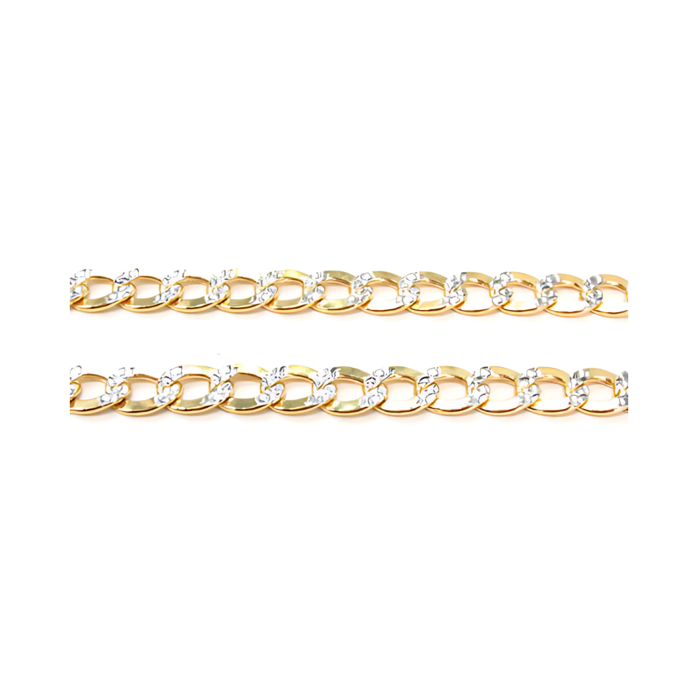10k Yellow Gold Diamond Cut Solid Curb Link Chain